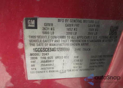 2016 Chevrolet Colorado Lt from USA, damaged, VIN 1GCGSCE34G1209999